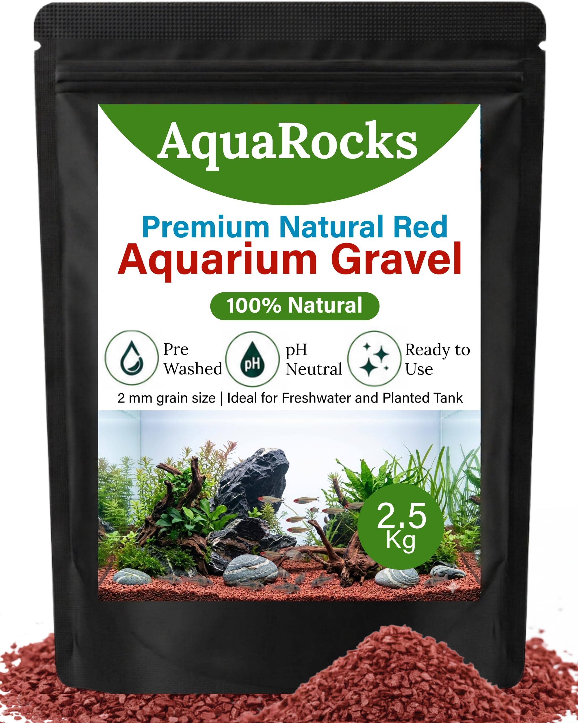 Premium Natural Red Aquarium Gravel (3.6 kg) – Aquarium Substrate for Freshwater Tanks, Planted Aquascapes & Betta/Shrimp Tanks – pH-Neutral, Pre-Washed, Easy to Clean and Maintain-image-1