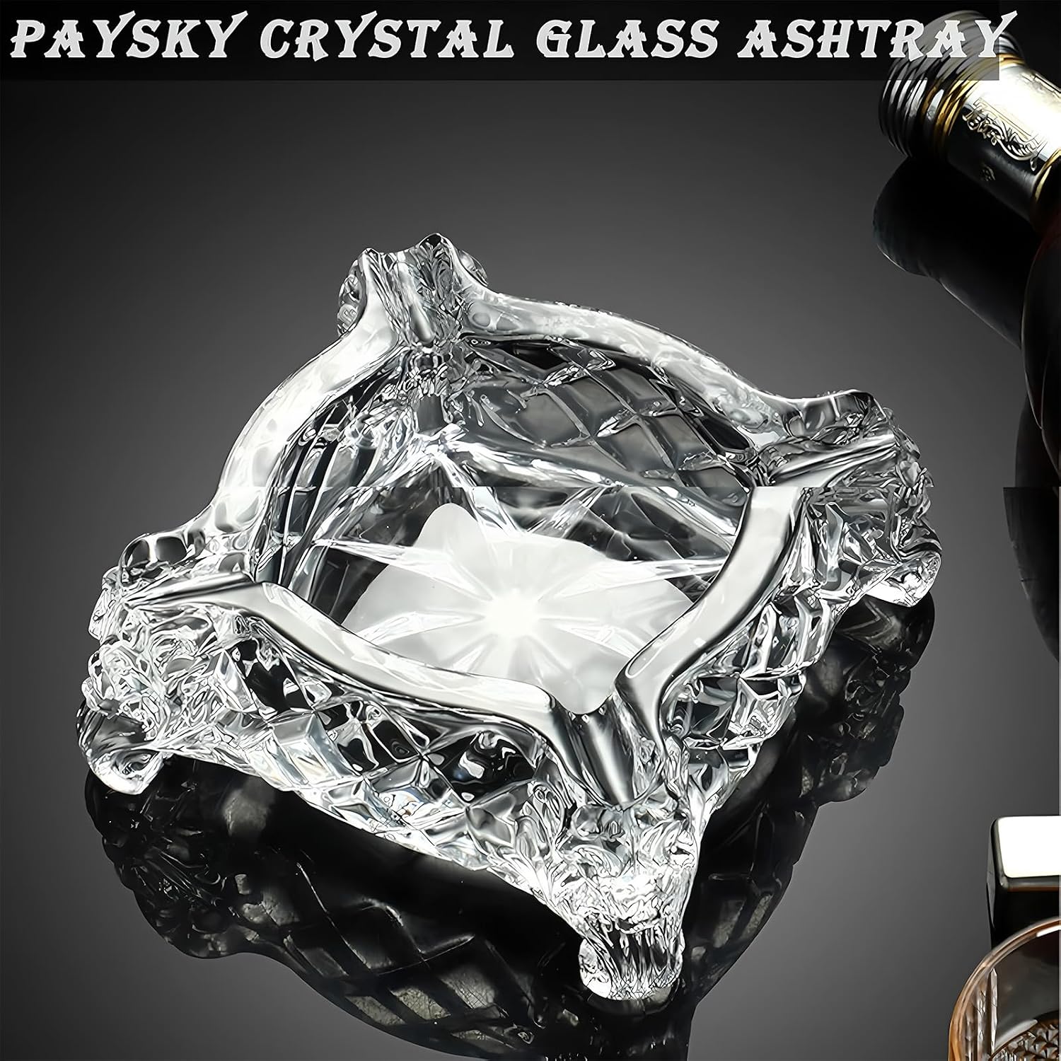 2 Pack Ashtrays, Large Glass Ashtray for Cigarette, Cigar Ash Tray for Indoor Outdoor Use or Home Office Decoration