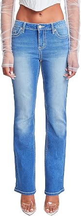 YMI Womens YMI Jeans Womens Heavy Stitch Bootcut Jeans with Embroidered Pockets
