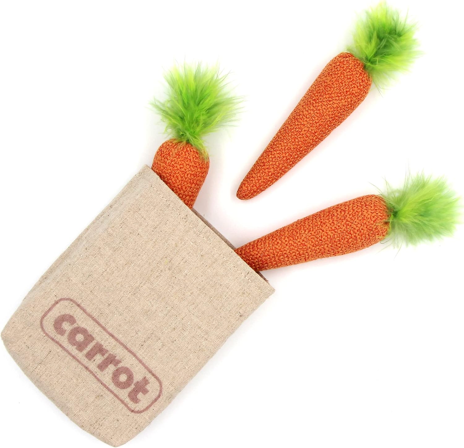 Jumpaws 4 Pack Value Natural Interactive Catnip Cat Toys Carrot with Natural Feathers, Accessories for Indoor, Catnip Toy Value Set,…