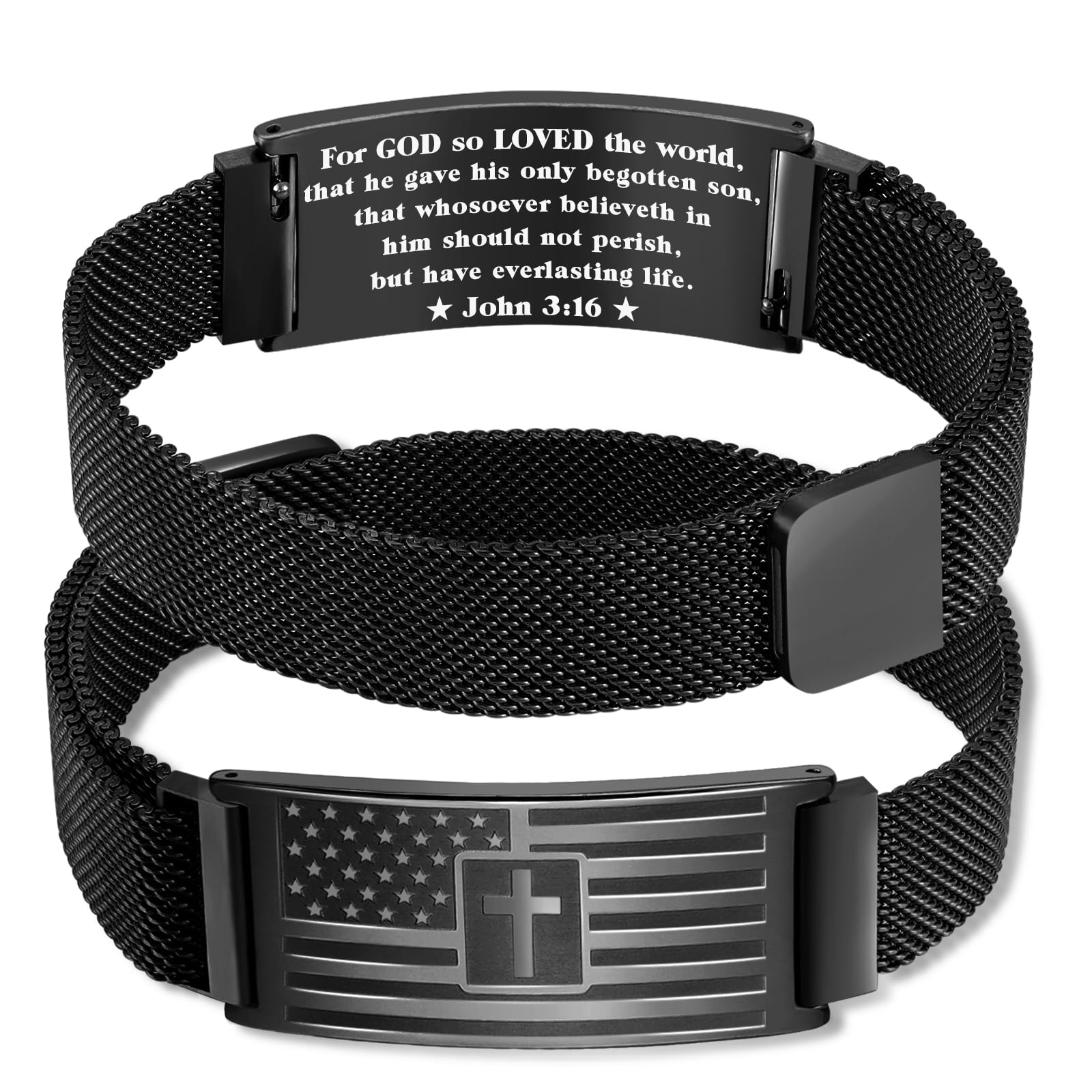 Christian Flag Cross Bible Verse Bracelets for Men Boys Religious Bracelet