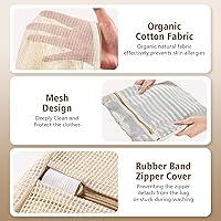 Vista 3 de HEAVYWOOD Bolsa de malla de algodón de 4 piezas, bolsa de lavado orgánico para lavadora, bolsas de lencería para lavar prendas delicadas