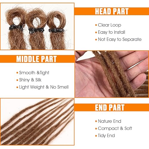 Miniatura 3 de FAVE 10 extensiones de rastas de 36 pulgadas, rastas de ganchillo de 0.2 in, extensiones de rastas marrones, estilo bohemio, pelo sintético trenzado