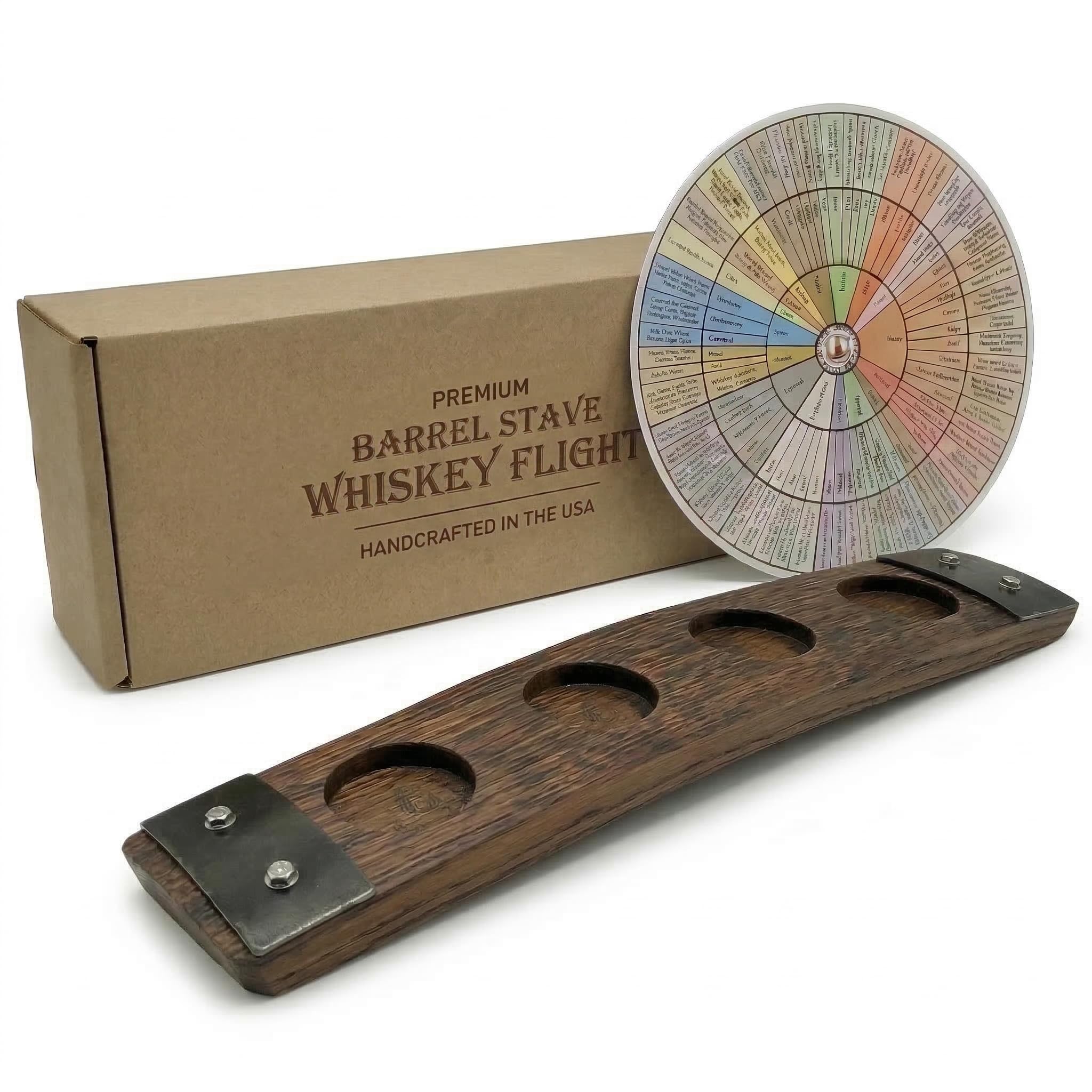 Barrel-Art Premium 4 Glass Whiskey Flight/Dark Walnut/No Glasses