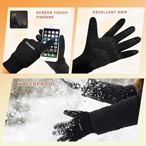 Miniatura 5 de ihuan Guantes impermeables de invierno para hombres y mujeres, cálidos, para correr, ciclismo, nieve, esquí, para clima frío, material térmico
