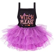 Fitwarm Witch Please Halloween Dog Tutu Dress, Funny Halloween Costumes for Small Girl Dogs, Pet Outfit, Black, Purple, XS