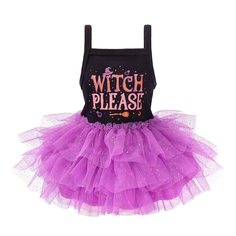 Vestido de Halloween para Cães com Saia de Tule e Estampa Witch Please Fitwarm, X-Small