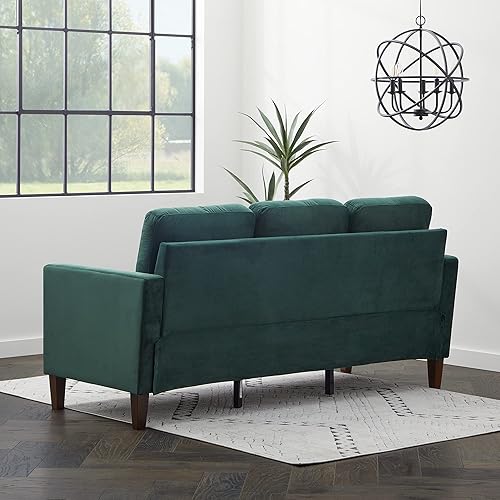 Miniatura 4 de Edenbrook Sofá tapizado Archer  Sofás para sala de estar  Sofá de terciopelo verde  Muebles de sala  Sofá pequeño  Asientos tres  Sofá moderno con