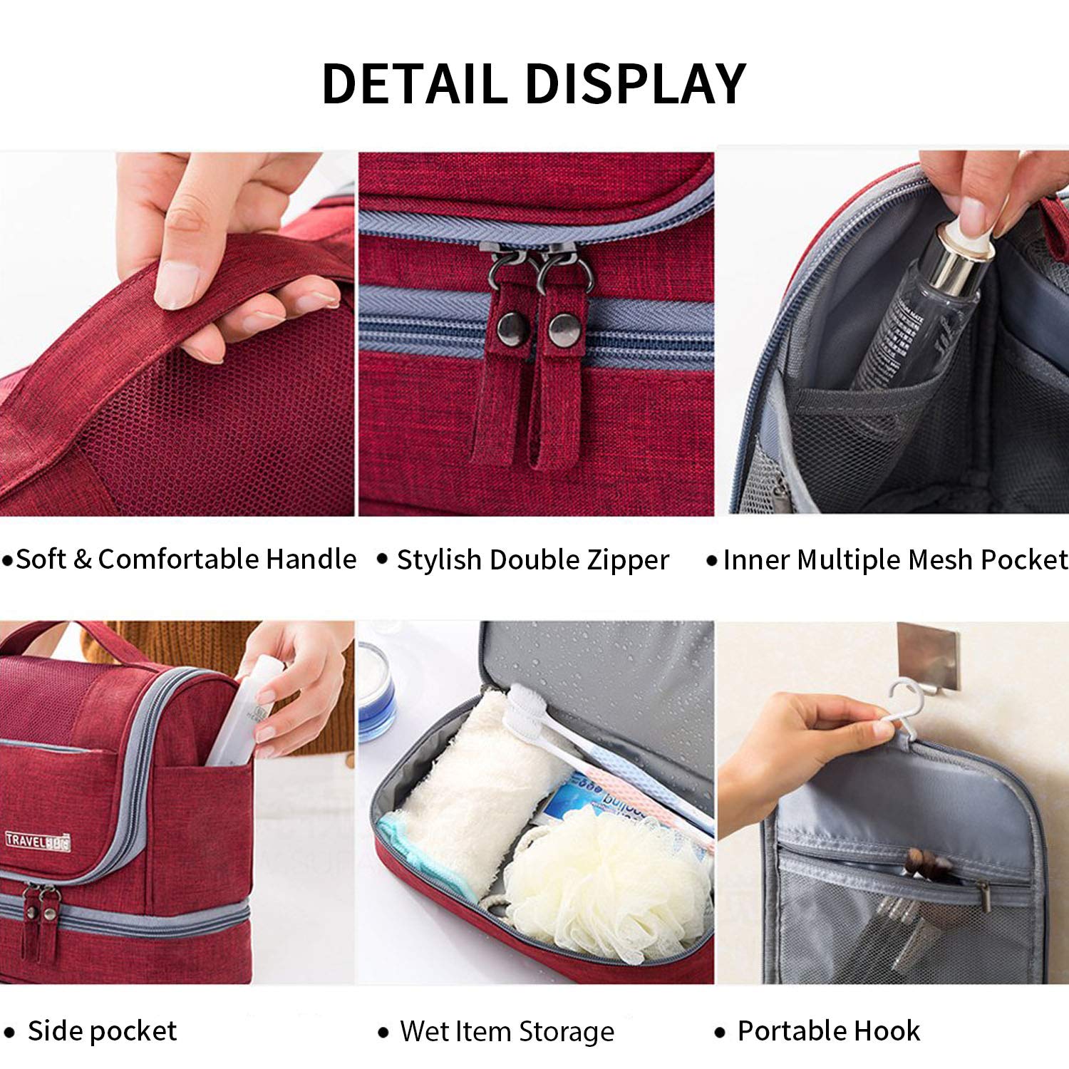 FANDARE Bolsas de Maquillaje Mujeres Hombres Bolsa de Cosméticos de Viaje Neceser de Viaje para Colgar Bolsas de Aseo Cosméticos Organizador Neceseres de Viajes de Negocios Impermeable