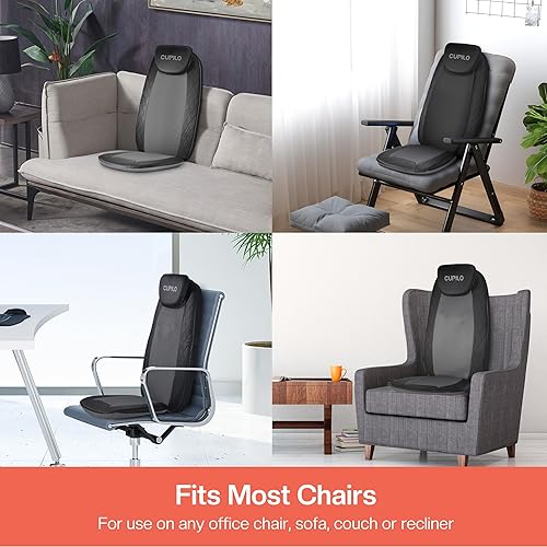 Miniatura 6 de Shiatsu - Masajeador de espalda con calor, almohadilla para silla de masaje de tejido profundo, soporte de espalda, cojín inflable para asiento de