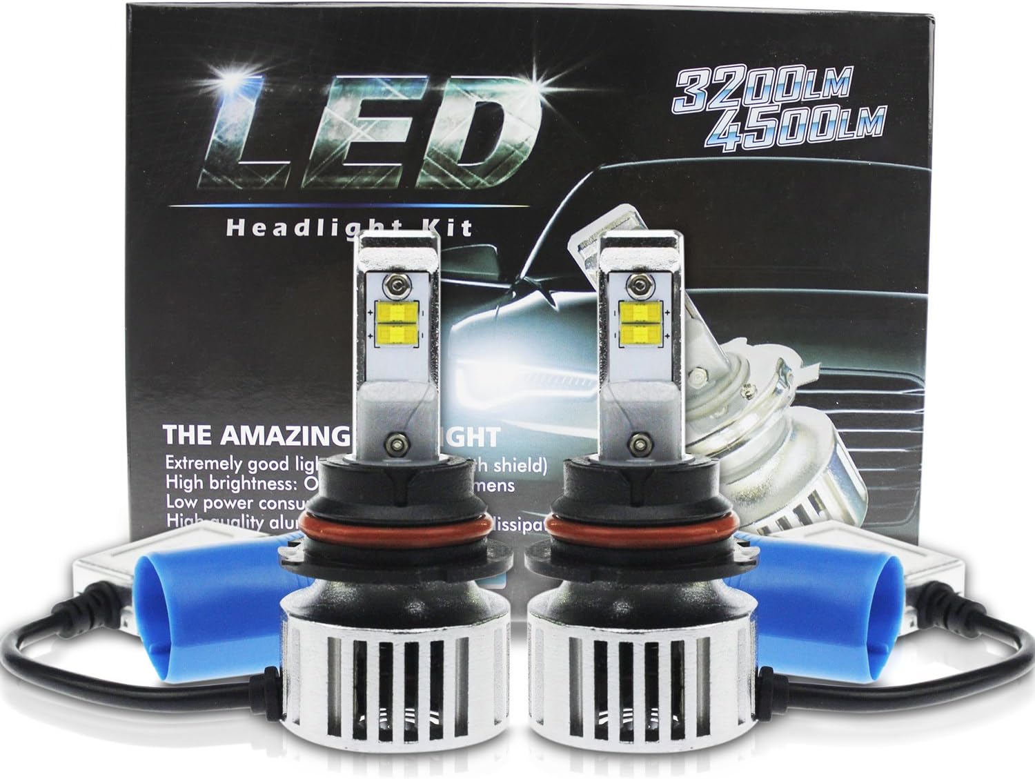Evitek LED Headlight Bulbs 9007 for Cars- Hi Lo Headlight Kit, 40W 6500K Pure White OSRAM Chip LED Bulbs