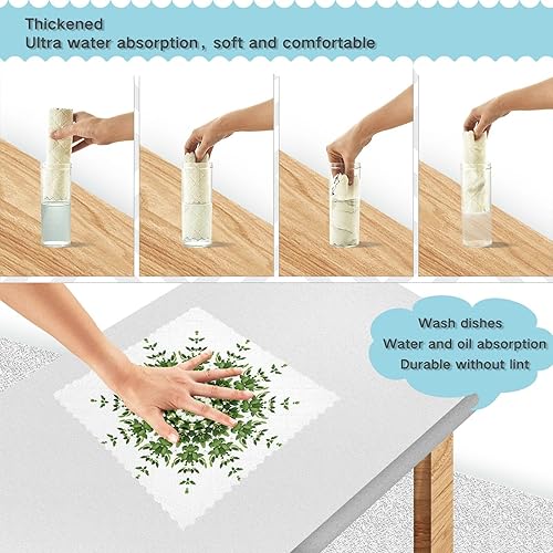 Miniatura 4 de Abstract Green Flora Mandala Set of 6 Absorbent Microfiber Cleaning Towels Kitchen Print Soft Car Drying Towels for Restaurant Sink