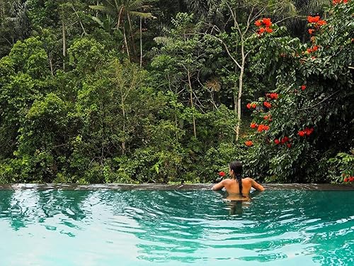 Miniatura 8 de Exotic Jungle - Abanico plegable de mano, hecho a mano en Bali, Indonesia, te mantiene fresco con estilo en bodas, fiestas de iglesia, fácil de