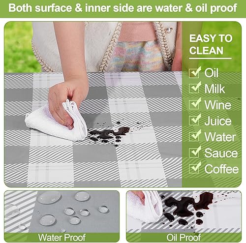 Miniatura 201 de Play Tailor - Mantel para mesa de pícnic con cubiertas para bancas, impermeable y a prueba de viento con bolsa de cordón, ajustable a mesas y bancas