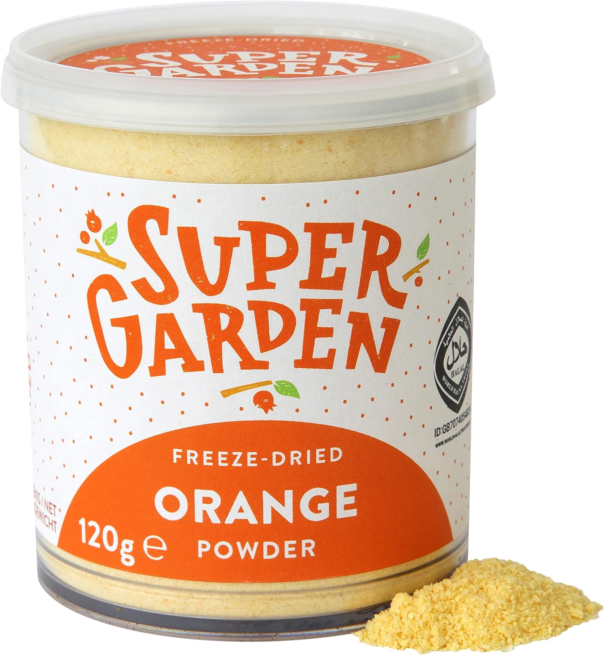 Super Garden Organic Freeze Dried Orange Powder | 100% Natural, Rich in Vitamin C, Bursting with Citrus Flavor | Freeze Dried Fruit Perfect for Smoothies, Baking, and Beverages | 120g