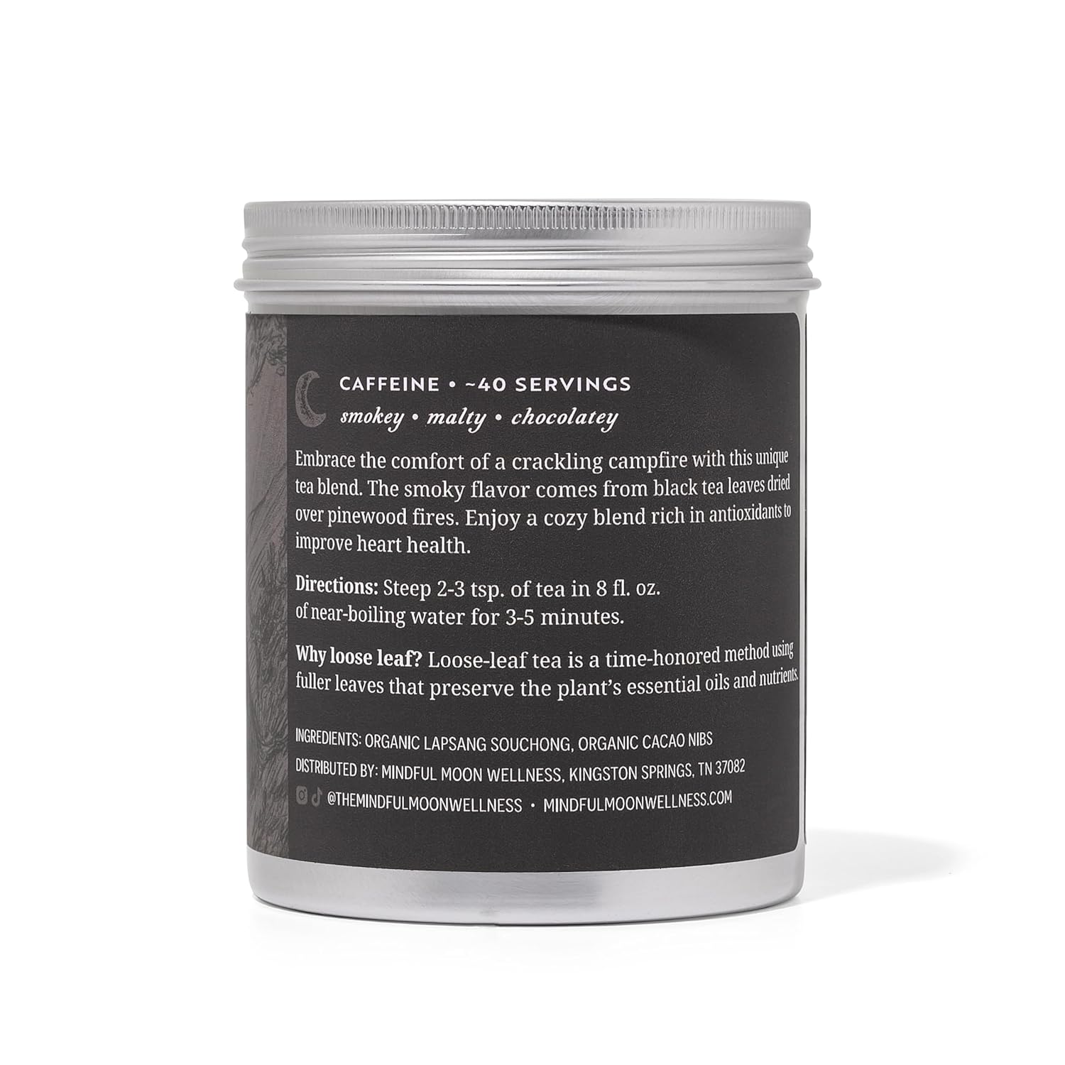 Smokey Loose Leaf Tea by Mindful Moon – Bold Lapsang Souchong with Malty, Smoky Flavors – Caffeinated, Loose Leaf Tea (Large)