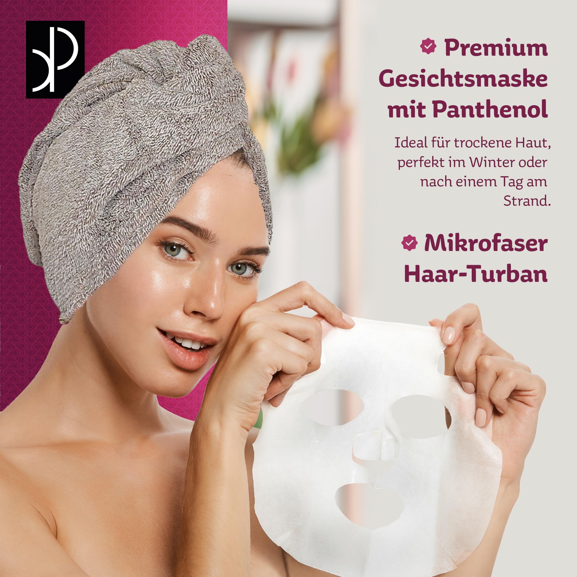 Prezent bożonarodzeniowy dla kobiet – wellness i relaks w pudełku dla mamy: wysokiej jakości produkty do pielęgnacji skóry, mydło, świeca zapachowa i kamień aromaterapeutyczny, turban do włosów,