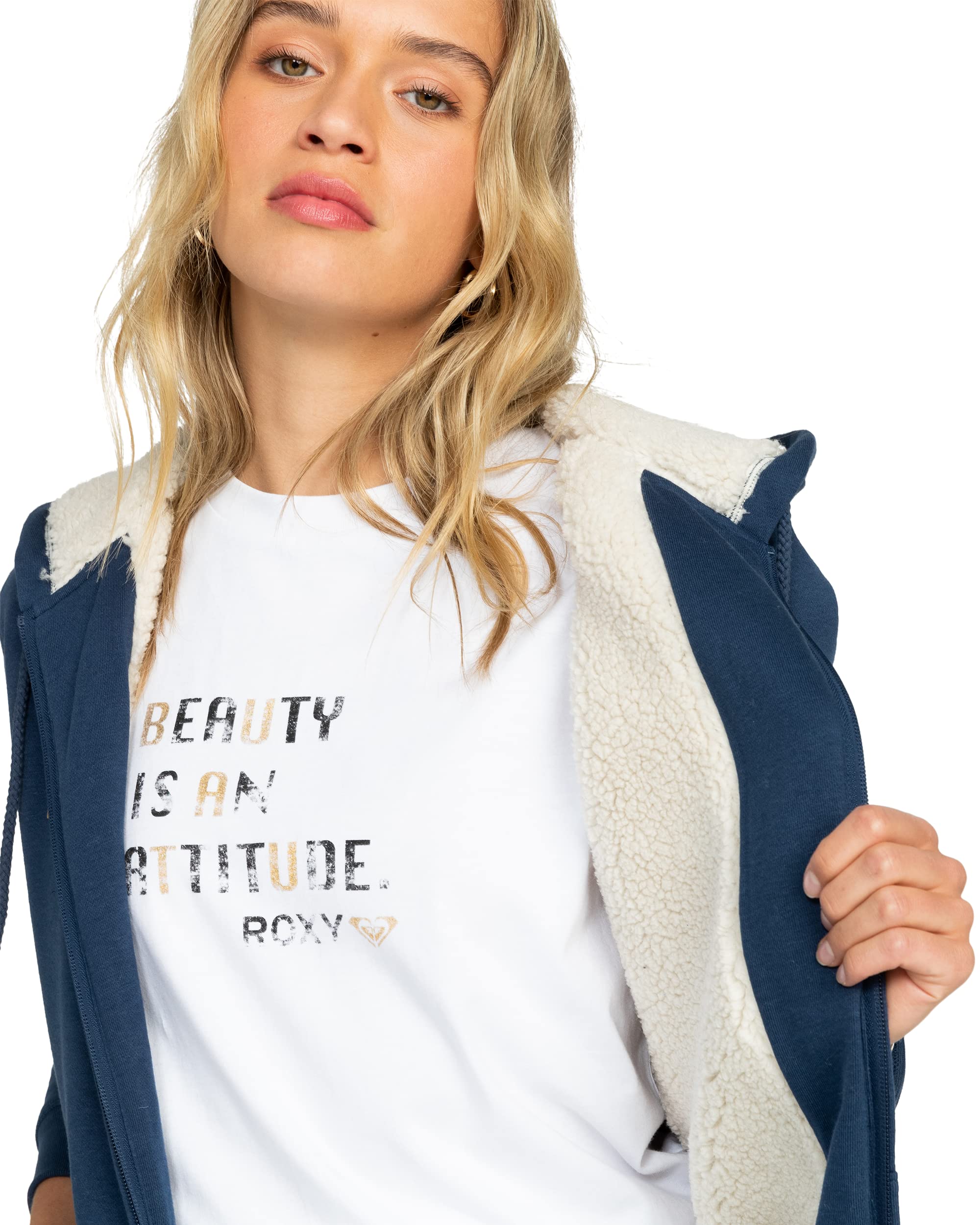 Roxy Itia Zip Sherpa Logo Pull Femme