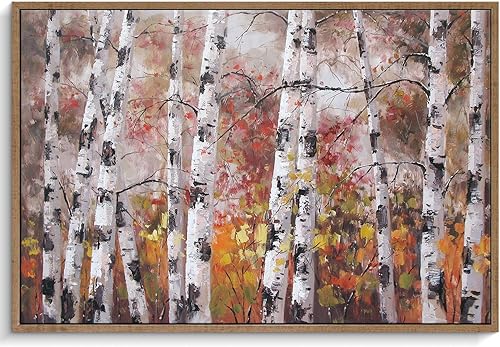 Pinetree Art Pintura de paisaje de árboles bosques con marco, lienzo para pared, arte de pared, moderno, colorido, colores llamativos, ilustraciones