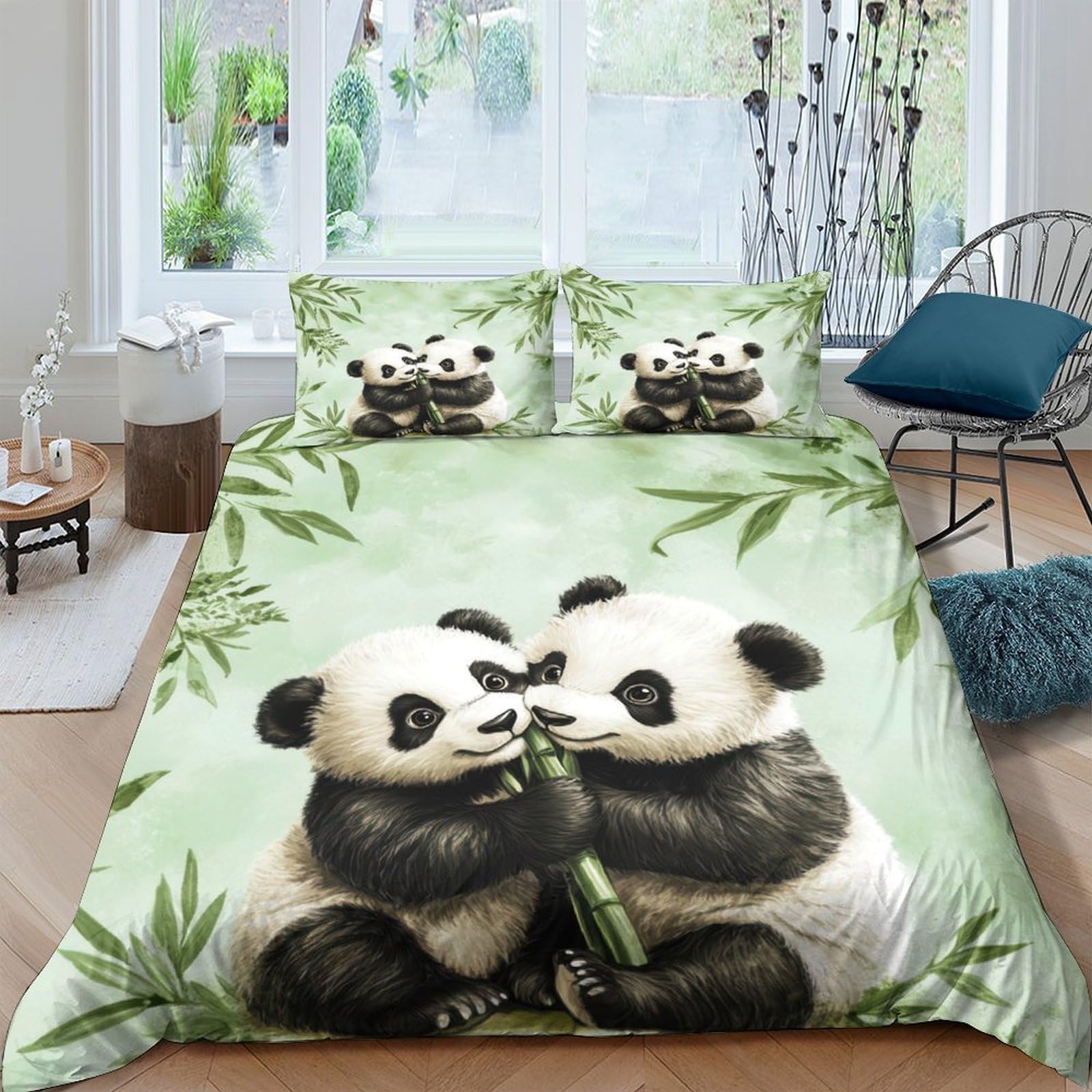 Ctjqhvkz Style-7 3D Printed Panda Bamboo Fitted Sheet Microfiber Soft Breathable Cartoon Animal Bed Cover For Bedroom Guest Room Decor Single（135X200cm）