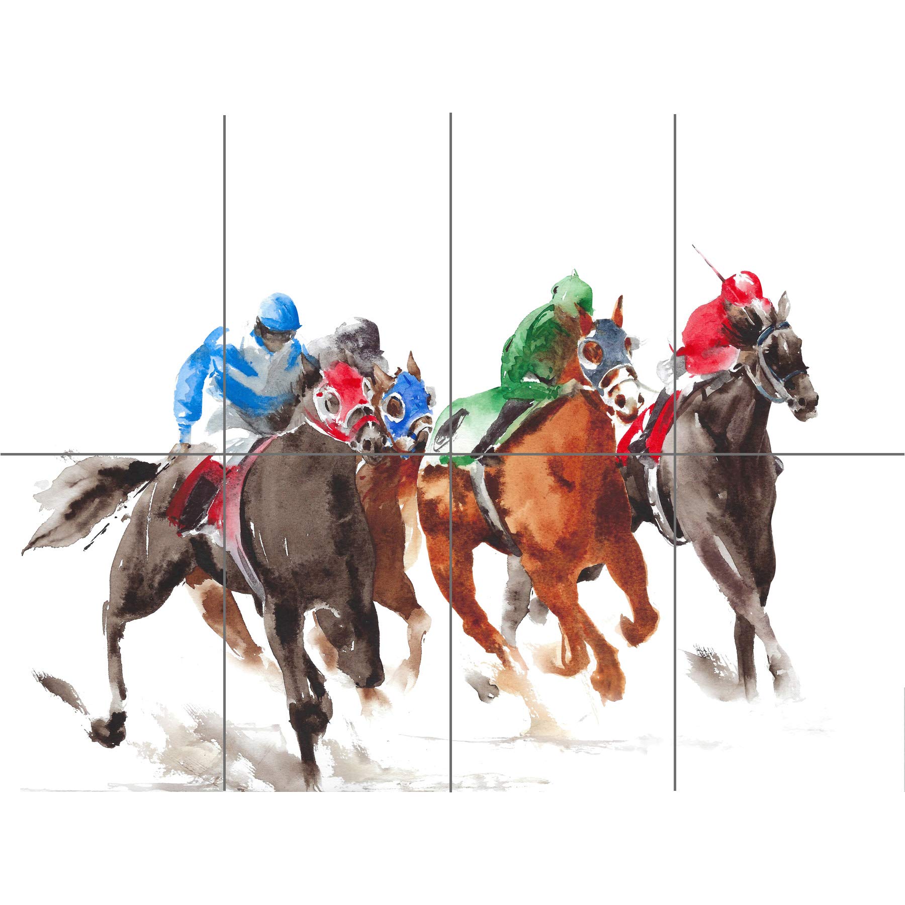 Artery8 Racing Horses On White XL Giant Panel Poster (8 Sections)