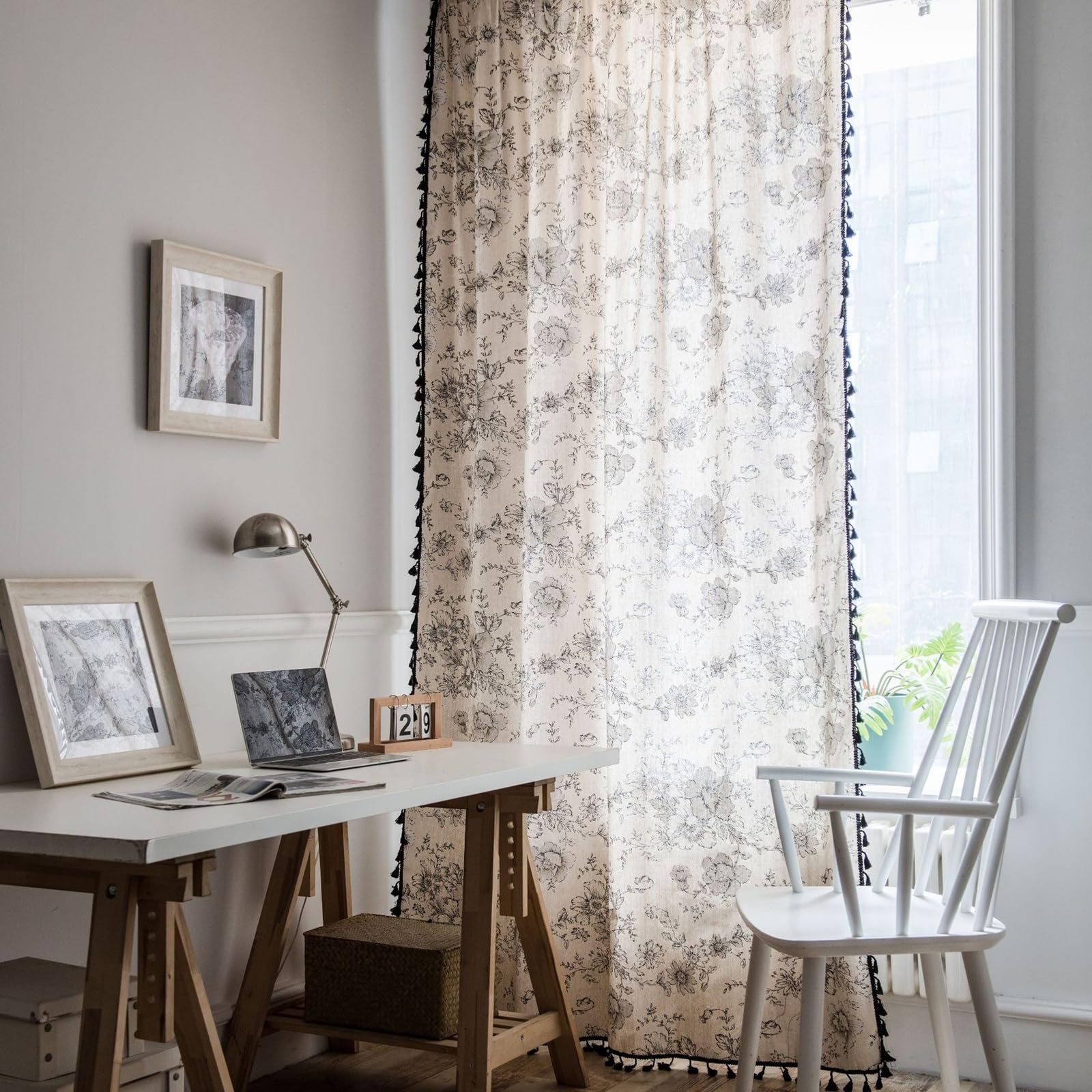 Cortina opaca para dormitorio KnSam, crea un ambiente vintage acogedor con algodón y lino