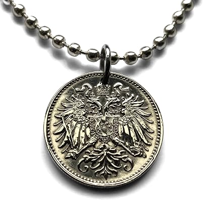 1894 Austria Osterreich 10 Heller coin pendant Austro-Hungarian Empire double headed eagle Habsburg Vienna Salzburg Linz Innsbruck Graz Wels Sankt Polten Solden Vorarlberg Zell am See Gmunden n000305