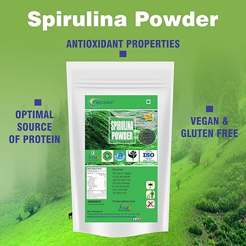 Miniatura 4 de neotea Polvo de espirulina orgánica  Suplemento superalimento denso en nutrientes  Rico en proteínas, vitaminas y antioxidantes  Apoyo inmunológico