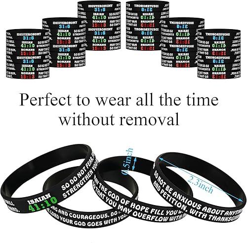 Miniatura 4 de Sumind 32 pulseras con versículos de la Biblia, pulseras motivacionales de goma cristianas, pulseras de fe y esperanza para hombres y mujeres