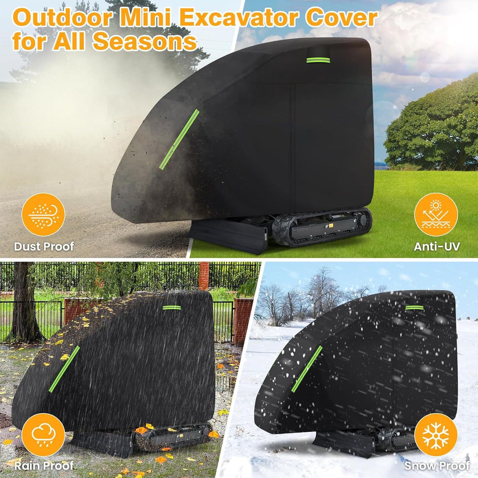 Sxhlseller Mini Cubierta de Excavadora Impermeable para Máquinas 1760–3530 Lb, Tela de Oxford 210d con Cremallera y Correas, Se Adapta a Bobcat E20 E32 Cat Takeuchi