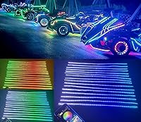 Vista 1 de Bluetooth + control remoto, 14 unidades, 5 pies, 4.6 ft, RGB Chasing Flow Underglow, luces de capó, kit de iluminación iluminada para Polaris