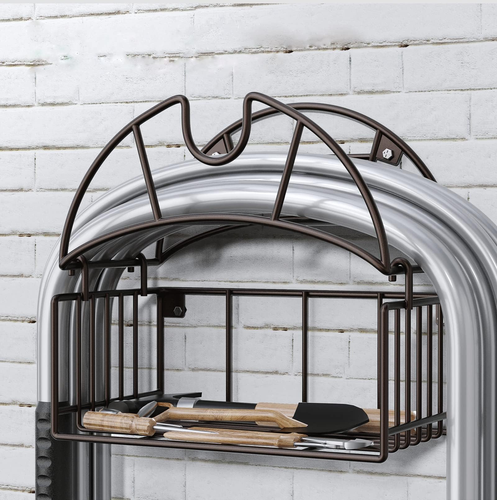 Lamir Hose reel Garden Hose holder with Tool Storage Basket