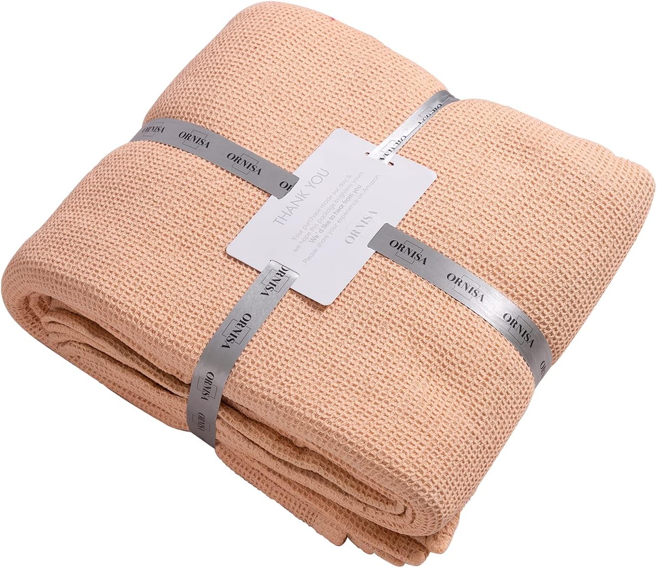 ORNISA 100 Cotton Blanket Queen/Full Waffle Weave Throw