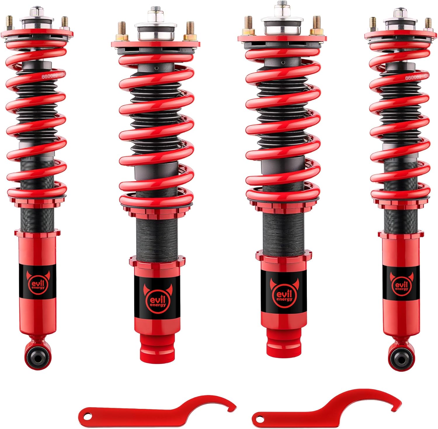 EVIL ENERGY Coilovers Compatible for Honda CR-V 1996-2001 RD1 RD2 RD3 FWD & AWD, Height Adjustable Lowering Kit, Twin-Tube Coilover Suspension Kit for Comfortable Ride, Red
