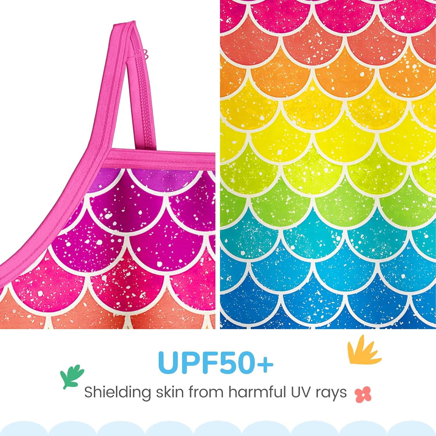 LQSZ Girls Rash Guard Sets Long Sleeves Swimsuit 3 Pieces Tankini Bathing Suit Swimwear for Girls 3-12 Years - Image 2