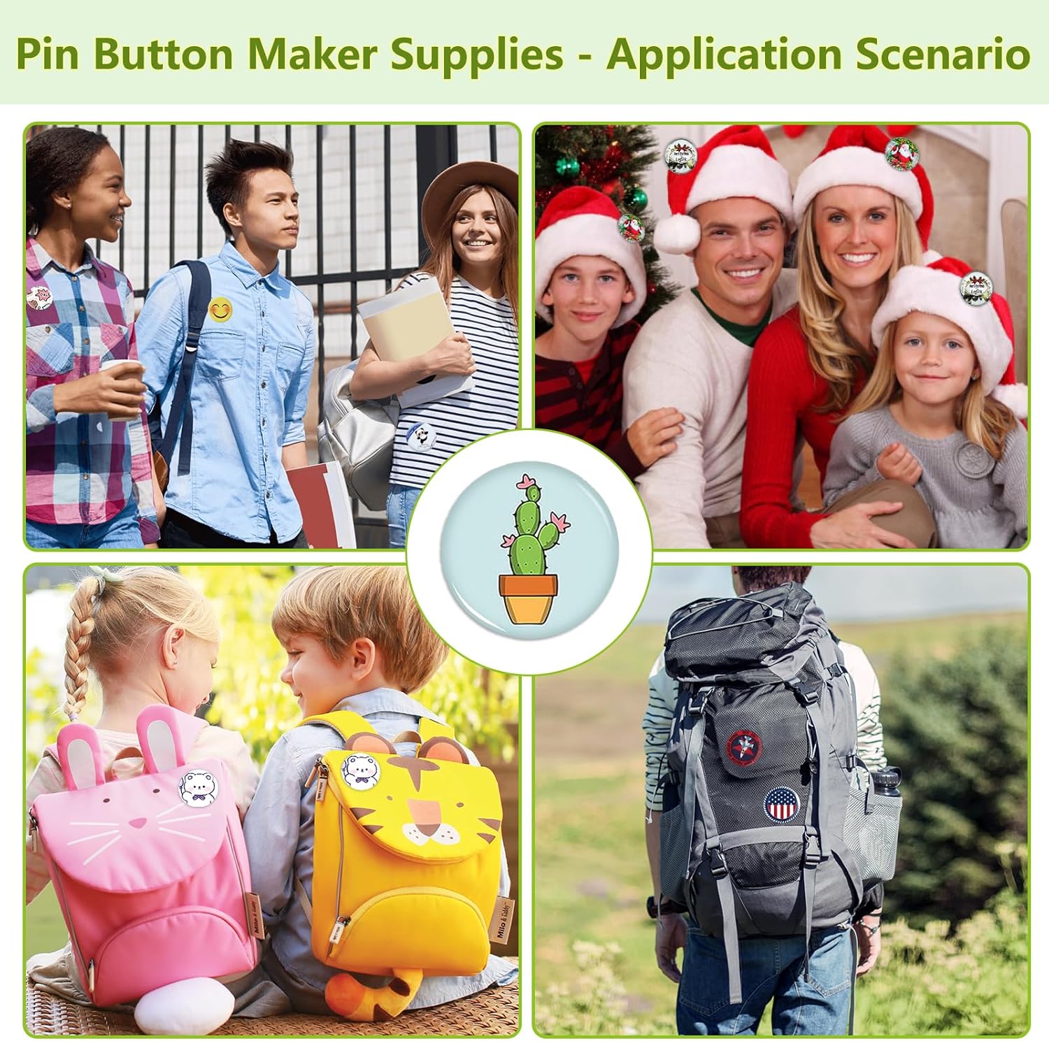 Esmorah 100 Sets (50 pin + 50 Keychain Sets) 58mm/2.25 inch Button Maker Supplies Gift, Keychain Pins Metal Round Badge Parts Making Kit for Button Maker Machine with Metal Cover