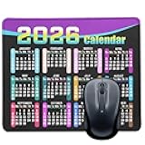 Mouse Pad with Non-Slip Rubber Base, Waterproof Computer Mousepad with Stitched Edges, Mouse Pads for Computers, Laptop, Gaming, Office & Home, 9.5 x 7.8 in (2026 Calendar Black)