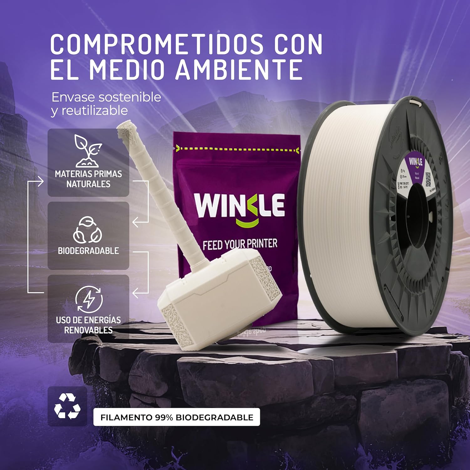 Winkle Tough Natural PLA Filament | PLA 2.85mm | Printing Filament | 3D Printer | 3D Filament | Natural Color | 1000g Spool