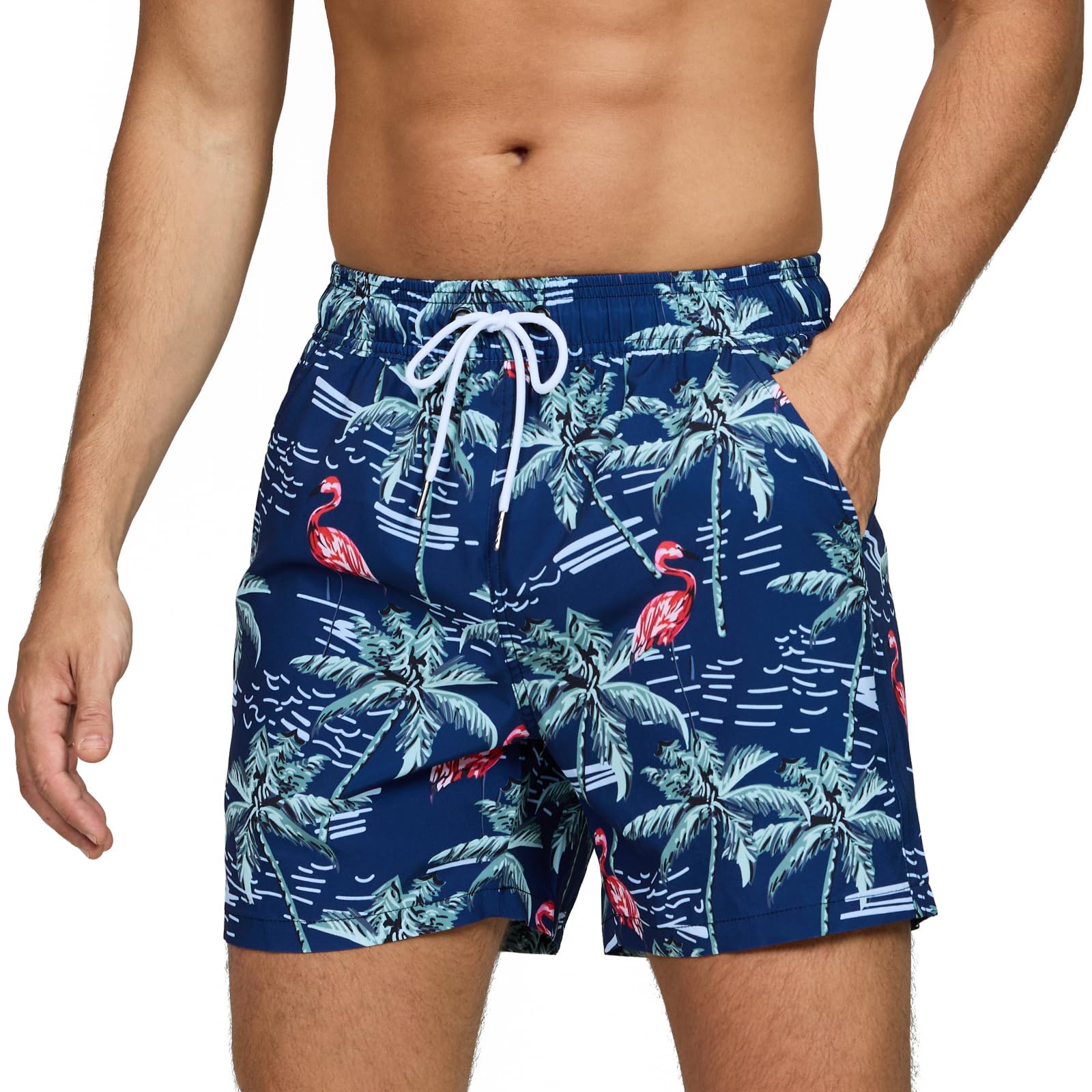 Bañador Hombre Secado Rapido Respirable Traje de Baño Estampado Ligero Boxer con Cremallera para Natacion Playa Surf