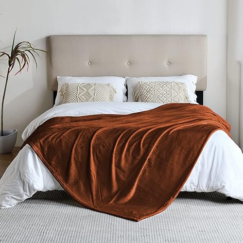 Miniatura 6 de SOCHOW Manta de franela de forro polar, para todas las estaciones, ligera, súper suave y acogedora para cama o sofá, color caramelo, 50 x 60 pulgadas