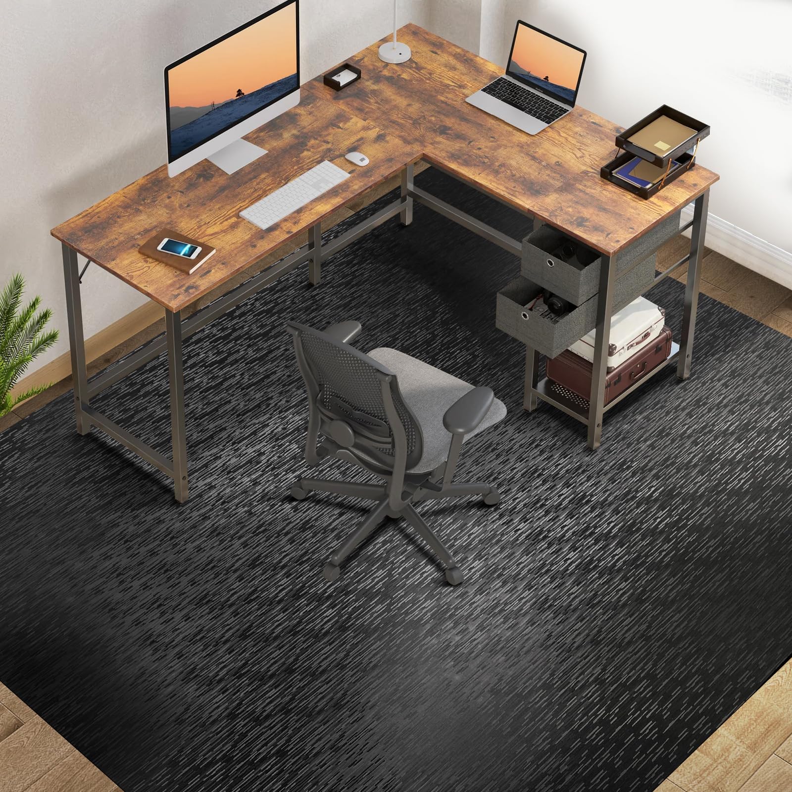 Office Chair Mat, TYDLE 59"x75" Large Chair Mat for Hard Floor, Vinyl Chair Mat for Gaming Chairs, Slip Resistant Rolling Computer Under Desk Mat for Hardwood Floor, Black