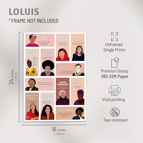 Miniatura 3 de LOLUIS Arte de pared inspirador, sin marco, de 16 x 24 pulgadas, dibujado a mano, citas de mujeres, obras de arte, decoración motivacional de