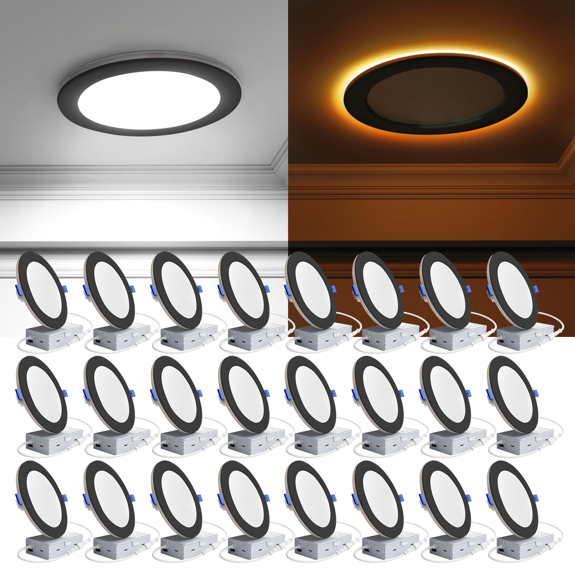 Ensenior LED Recessed Lights - 24 Pack with Night Light -1