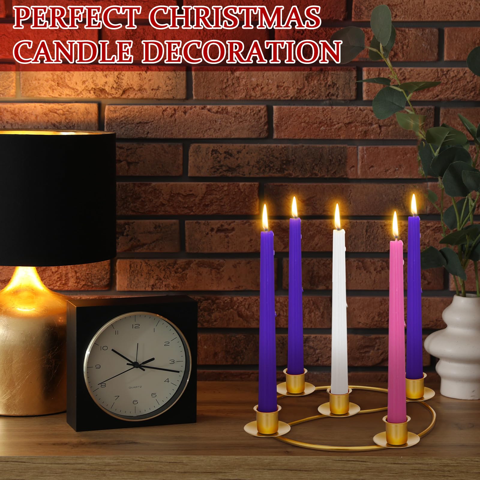 Sliner Adventskranzring für 5 Kerzen, goldfarben, runde Form, Adventsring, Kerzenhalter, Metall, Tischdekoration für Weihnachten, Festival, Heimdekoration, 8 Stück
