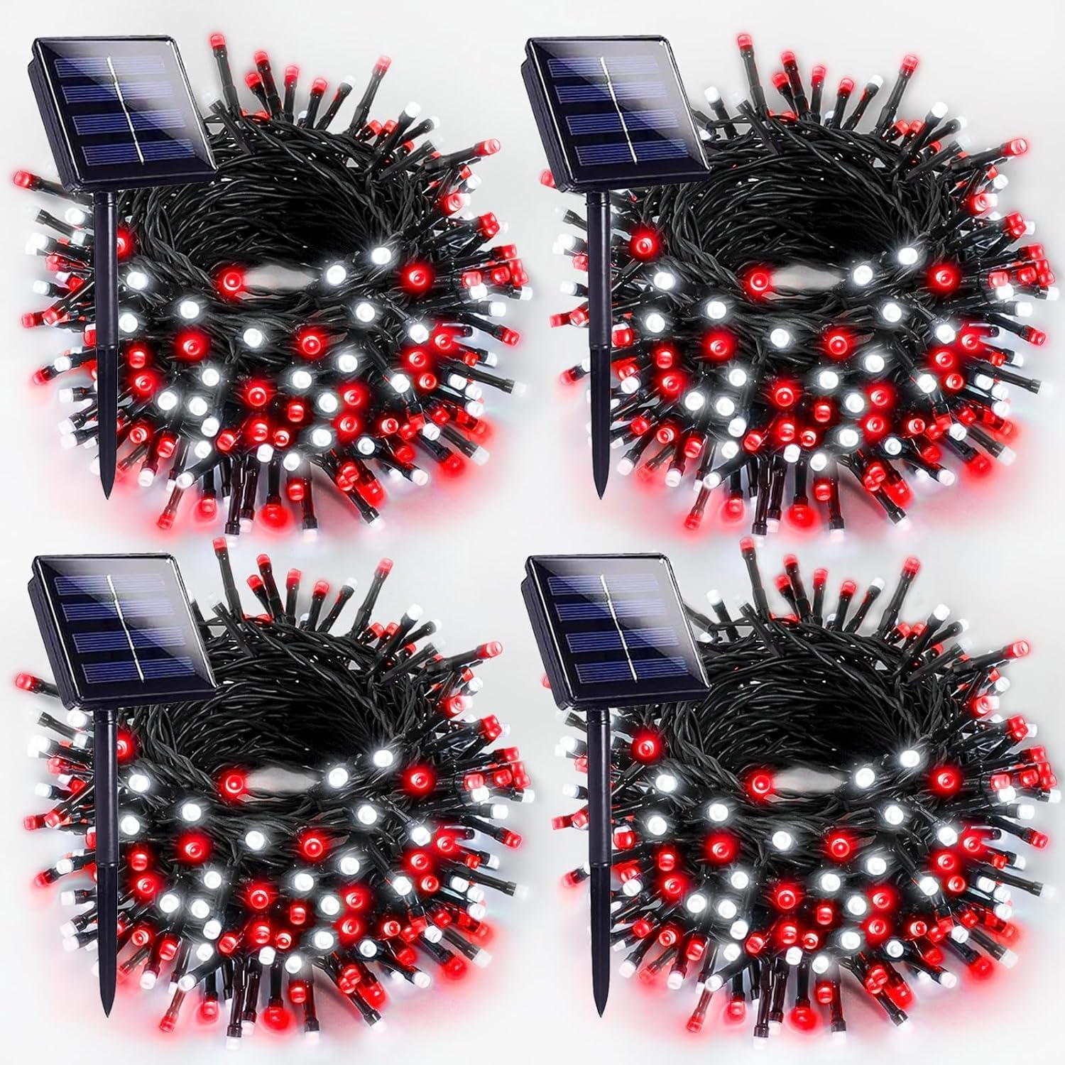 Luces solares de Navidad para exteriores, 4 unidades, 132 pies, 400 luces