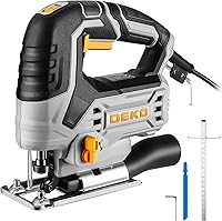 DEKOPRO Corded Jigsaw 3000 SPM: 6 Variable Speeds, 4 Orbital Settings, Tool-Less Blade Change, ±45° Bevel for Precise Woodworking Cuts