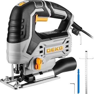 DEKOPRO Corded Jigsaw 3000 SPM: 6 Variable Speeds, 4 Orbital Settings, Tool-Less Blade Change, ±45° Bevel for Precise Woodworking Cuts