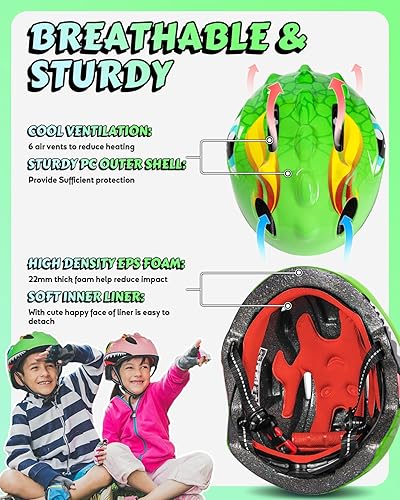 Miniatura 3 de VICTGOAL Casco de bicicleta para niños pequeños, ligero 3D, casco de bicicleta para niños y niñas de 3 a 8 años para scooter, ciclismo, patinaje