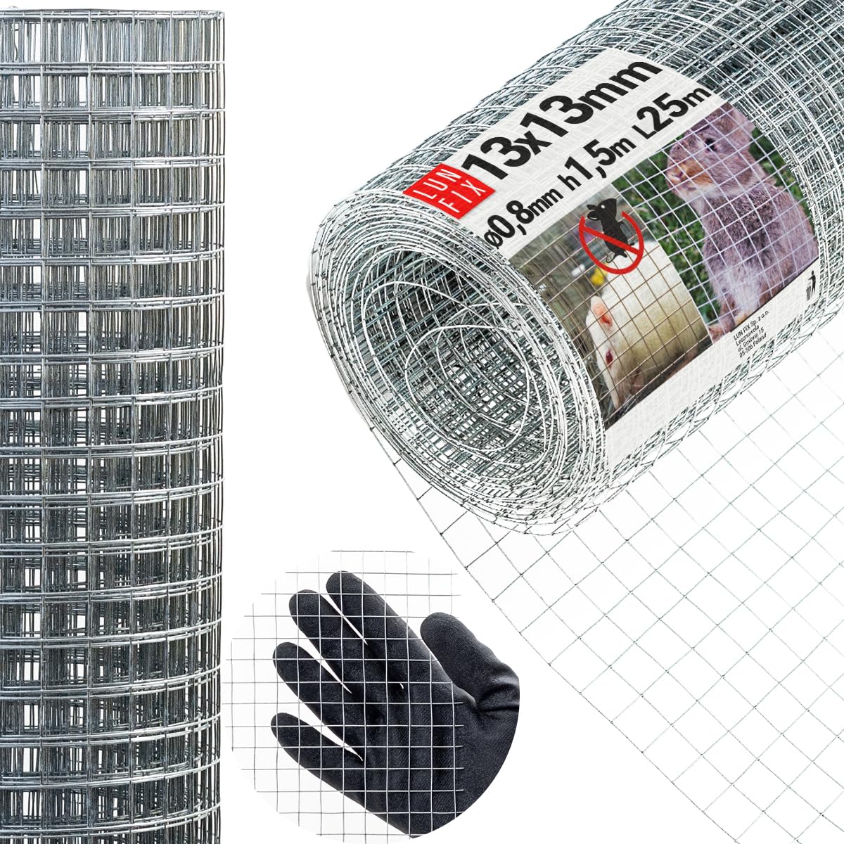 Drahtgitter feinmaschig 13x13 mm 0,8 mm 1,5x25 m 150x2500 cm | Wühlmausgitter Kaninchendraht Hasendraht Mäusegitter Volierendraht Rödeldraht Kaninchenzaun Metall Hasengitter Gitter