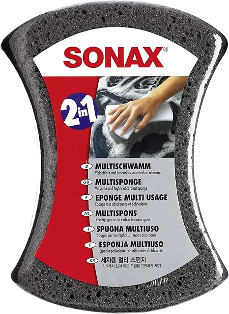 SONAX 428000 04280000 Gąbka wielowarstwowa D/GB/F/NL/I/E Szary 140 mm x 65 mm x 205 mm